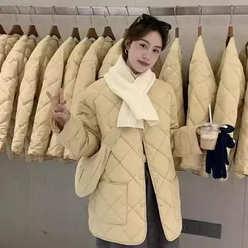 Женская куртка-пуховик с круглым вырезом и ромбами, с шарфом, новая зимняя легкая и тонкая свободная куртка из белого утиного пуха с сумкой. one size fits all серый