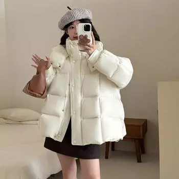 Женская куртка-пуховик с утолщенным белым утиным пухом 2024 года, зимняя утепленная куртка с капюшоном S кофейный