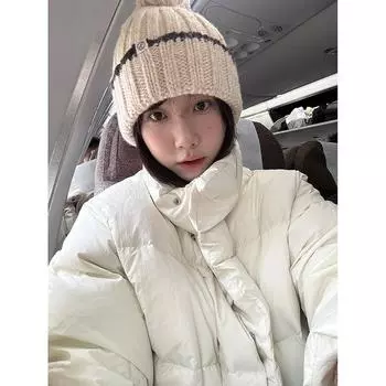 Женская куртка-пуховик с застежкой на талии и воротником-стойкой, зимняя хлопковая куртка, пальто W625B One Size (80-140) синий