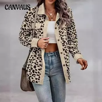 Женская куртка с длинным рукавом и леопардовым принтом на пуговицах, модная осенне-зимняя куртка больших размеров S абрикосовый