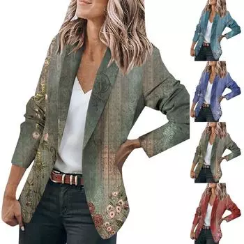 Женская куртка с длинным рукавом, кардиган с воротником на одной пуговице, топ для бизнеса и отдыха XXL зелёный