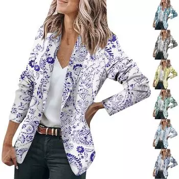 Женская куртка с длинным рукавом, кардиган с воротником на одной пуговице, топ для бизнеса и отдыха XL темно-синий