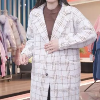 Женская куртка с длинным рукавом средней длины, зимнее шерстяное пальто из норки, высококачественная корейская версия, универсальное пальто One size белый