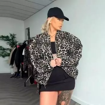 Женская куртка с длинными рукавами и леопардовым принтом, с круглым вырезом в стиле ретро, повседневная уличная верхняя одежда для женщин, осеннее пальто для поездок на работу S