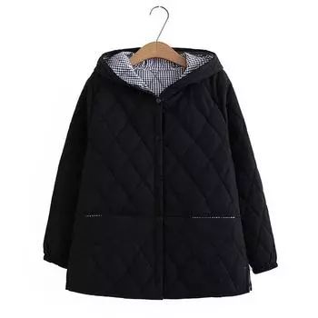 Женская куртка с хлопковой подкладкой большого размера, свободного кроя, в повседневном западном стиле, для женщин среднего и пожилого возраста, полных матерей, однотонная куртка с капюшоном и подкладкой 7XL