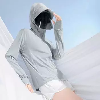 Женская куртка с капюшоном и защитой от солнца, с длинным рукавом и защитой от ультрафиолета, повседневная ветровка, спортивная одежда для летнего туризма на открытом воздухе M серый