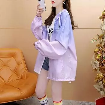 Женская куртка с капюшоном на молнии, повседневная свободная куртка с милым узором, легкая повседневная куртка 3XL розовый