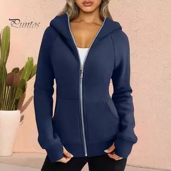 Женская куртка с капюшоном, однотонная, на плюшевой подкладке, застежка-молния с карманами, эластичные манжеты и подол, длинные рукава, кардиган, повседневное пальто S белый