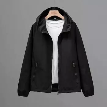 Женская куртка с капюшоном, однотонная, свободного покроя, весна-осень, большие ярды, ветровка 5XL