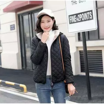 Женская куртка с капюшоном, повседневная, базовая, теплая, бархатная, овечья, парка, пальто, осень-зима, однотонная, легкая, мягкая, верхняя одежда S чёрный