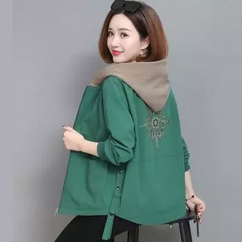 Женская куртка с капюшоном, тонкая, весна-осень, свободная, повседневная, с карманами, с длинными рукавами, короткая ветровка, женская, на молнии, пальто для женщин XXXXL