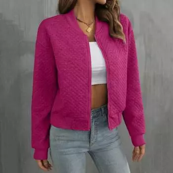 Женская куртка с круглым вырезом, однотонное пальто с застежкой-молнией, свободное термобелье с короткими эластичными манжетами, с длинными рукавами, для поездок на работу, свиданий, весна-осень-зима L белый