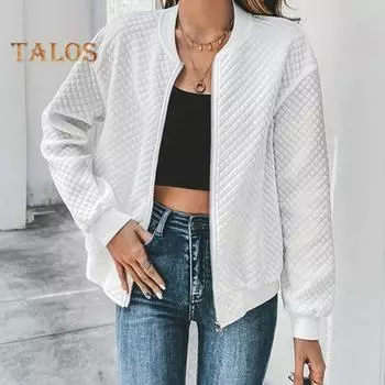 Женская куртка с круглым вырезом, однотонное пальто с застежкой-молнией, свободное термобелье с короткими эластичными манжетами, с длинными рукавами, для поездок на работу, свиданий, весна-осень-зима S красный