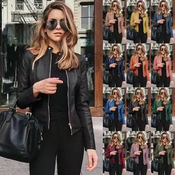 Женская куртка с лацканами и мото куртка на молнии байкерские короткие укороченные топы в стиле панк L