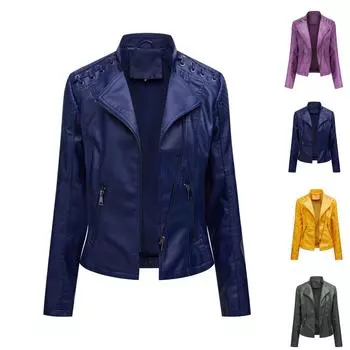 Женская куртка с лацканами и мото куртка на молнии байкерские короткие укороченные топы в стиле панк L