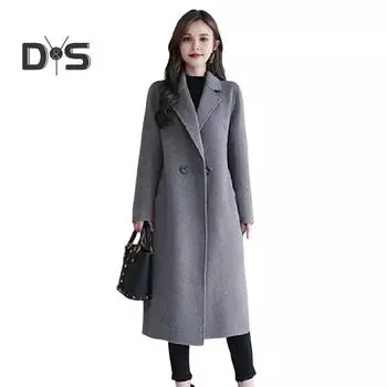 Женская куртка с отложным воротником и карманами, однотонное двубортное пальто свободного кроя, термобелье с длинными рукавами, для поездок на работу, свиданий, весна, осень, зима, пальто M бежевый