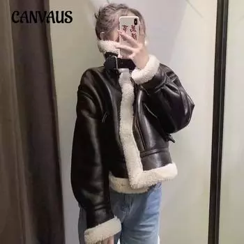 Женская куртка с отворотом, зимняя модная куртка XS