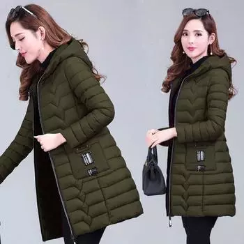 Женская куртка с подкладкой и принтом больших размеров, зимняя длинная теплая куртка, утолщенная тонкая куртка 6XL