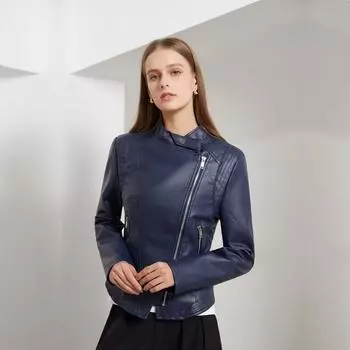 Женская куртка с воротником из искусственной кожи, весна-осень, однотонная, с длинным рукавом, S-3XL S красный