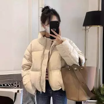 Женская куртка с зимним воротником, короткие хлопковые пальто, удобная и молодежная женская утолщенная хлопковая куртка, верхняя одежда M кофейный