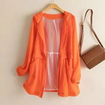 Женская куртка среднего размера большого размера с капюшоном, удобная ветрозащитная солнцезащитная куртка 4XL белый