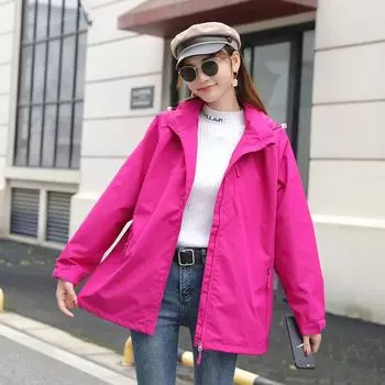 Женская куртка Submachine размера Plus Весна и Осень Однотонный ветрозащитный топ с капюшоном 5XL чёрный