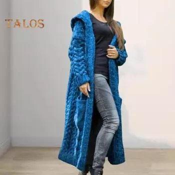 Женская куртка-свитер с карманами, средней длины, с капюшоном, трикотажная скрученная текстура, однотонная, с длинным рукавом, куртка больших размеров, плотная, повседневная верхняя одежда для поездок на работу S вино красного