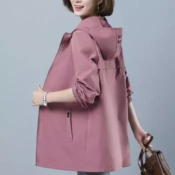 Женская куртка, свободное длинное пальто, модные куртки с капюшоном, повседневная ветровка, женское пальто, топы, верхняя одежда 4XL M