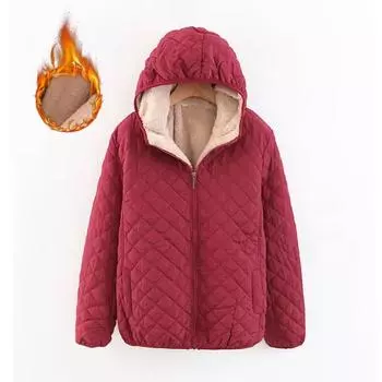 Женская куртка теплая флисовая парка зимние куртки зимняя средняя длина корейская версия с капюшоном плюс флисовое хлопковое пальто M чёрный