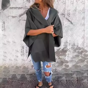 Женская куртка в стиле плаща с капюшоном и карманами, однотонная, открытая строчка, свободная, термобелье с рукавами три четверти, для походов, тренировок, весна-осень-зима M абрикосовый