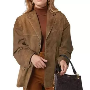 Женская куртка в винтажном стиле OL для поездок на работу, однобортное, с отложным воротником, однотонное, свободного покроя, средней длины, пальто на осень-зиму, повседневная верхняя одежда S чёрный