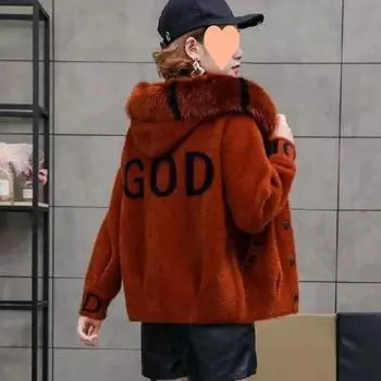 Женская куртка весна осень и зима плюс тонкий бархат короткий участок воротник-стойка на пуговицах свободная повседневная теплая верхняя одежда 3XL