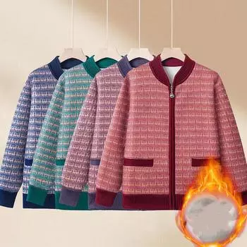 Женская куртка весна осень кардиган для мамы среднего возраста короткое флисовое пальто на молнии верхняя одежда для бабушки XXXXL красный