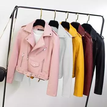 Женская куртка Yousheng из искусственной кожи с гладкой поверхностью, отложным воротником, застежкой-молнией и заклепками, длинные рукава, мотоциклетное пальто, верхняя одежда для путешествий S вино красного