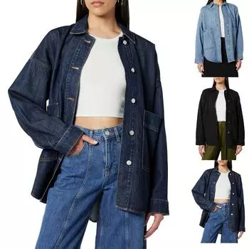 Женская куртка-жакет в клетку на пуговицах с длинным рукавом, осенние наряды S чёрный