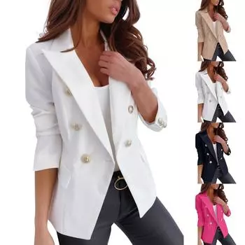 Женская куртка-жакет в клетку на пуговицах с длинным рукавом, осенние наряды S