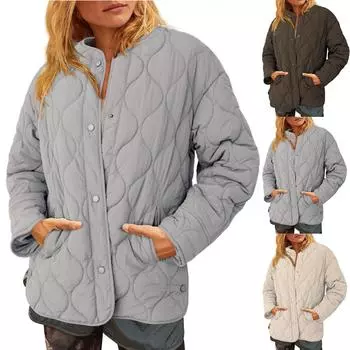 Женская куртка-жакет в клетку на пуговицах с длинным рукавом, осенние наряды S