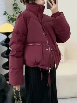 Женская куртка, зимние парки, утепленные куртки с хлопковой подкладкой, пальто, свободные пуховые парки, верхняя одежда больших размеров M чёрный