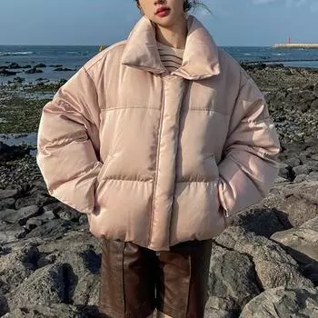 Женская куртка, зимние парки, утепленные куртки с хлопковой подкладкой, пальто, свободные пуховые парки, верхняя одежда больших размеров M чёрный