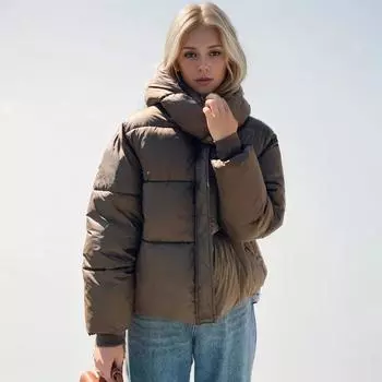 Женская куртка зимняя пуховая хлопковая куртка женская стильная милая утолщенная стеганая одежда свободного кроя теплое пальто парки S