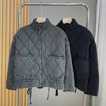 Женская куртка зимняя винтажная свободные карманы хлопчатобумажное стеганое пальто модные осенние парки женская верхняя одежда уличная одежда повседневные топы S