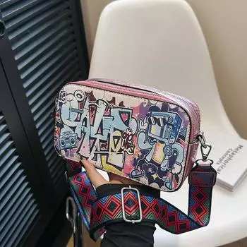 Женская квадратная сумка через плечо Graffiti Crossbody Camera Bag Fashion
