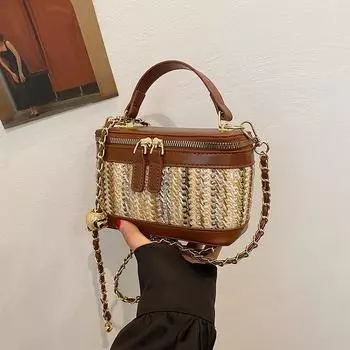 Женская квадратная сумка через плечо с плетеной цепочкой в этническом стиле в стиле бохо