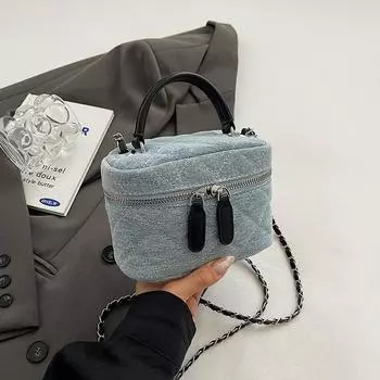 Женская квадратная сумка, модная универсальная джинсовая сумка с цепочкой на одно плечо, новые женские сумки-коробки для вечеринок, тренд