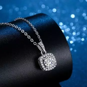 Женская квадратная сумка, ожерелье на ключице, ювелирные изделия из стерлингового серебра S925, простой кулон с муассанитом, аксессуары, ювелирные изделия высокого качества, подарки