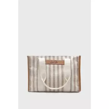 Женская льняная большая сумка в полоску