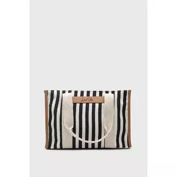 Женская льняная большая сумка в полоску