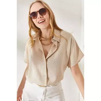 Женская льняная рубашка оверсайз Stone Bat Gml-19001109