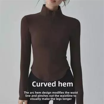 Женская лайкровая куртка для йоги с длинным рукавом и воротником-стойкой - топ для фитнеса и спорта на открытом воздухе S