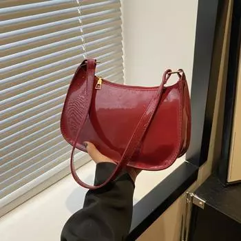 Женская лакированная кожаная сумка, универсальная, модная, наплечная, повседневная, для поездок на работу, женская дизайнерская сумка на молнии в корейском стиле коричневый